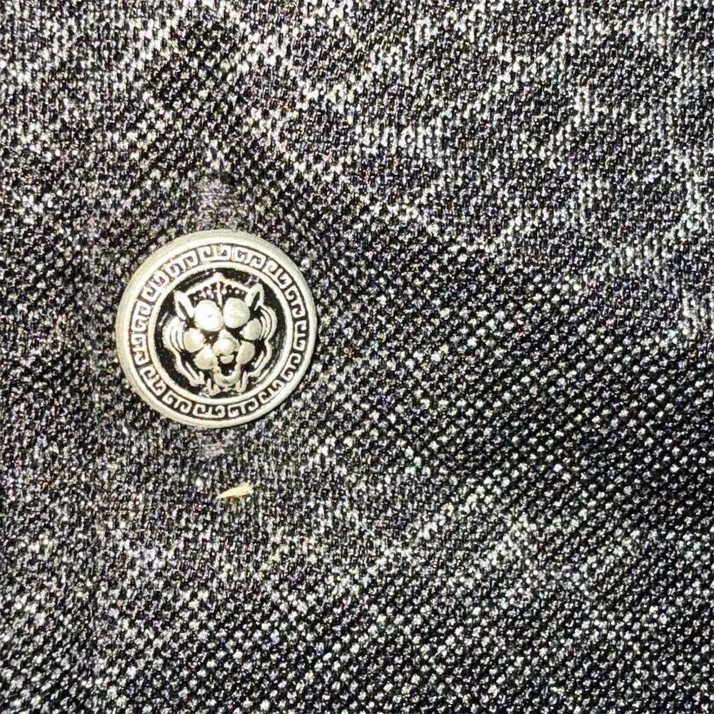 Beaugent Men's Black‎ Textured Long Sleeve Button-Down Shirt Size L luxury snake